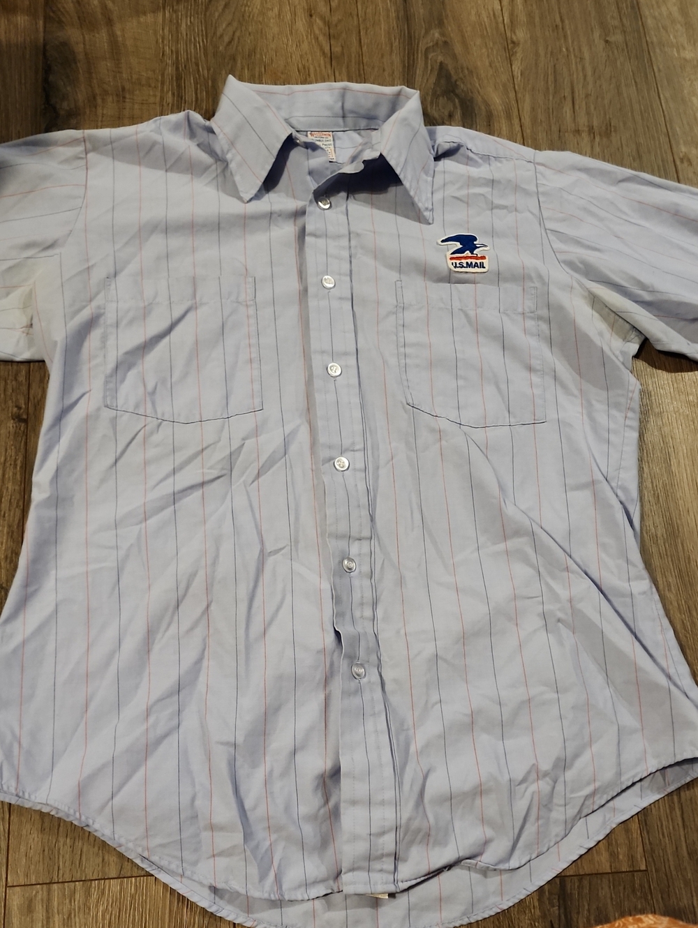 USPS Vintage Letter Carrier Pinstriped Postal Shirt Uniform Wasserman Union Made